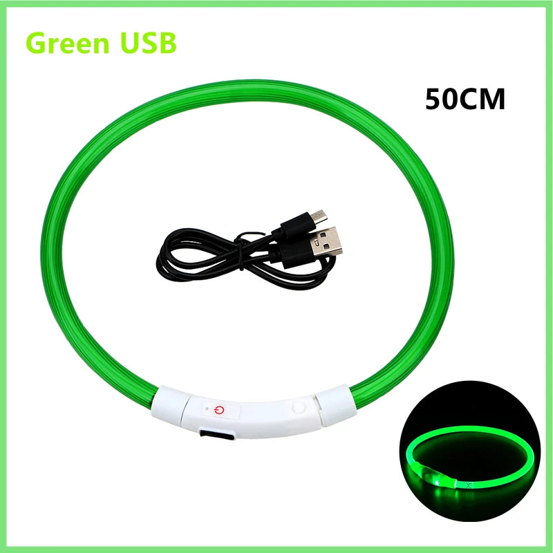 Verstellbares leuchtendes Haustierhalsband – über USB wiederaufladbares LED-Licht für Hunde und Katzen