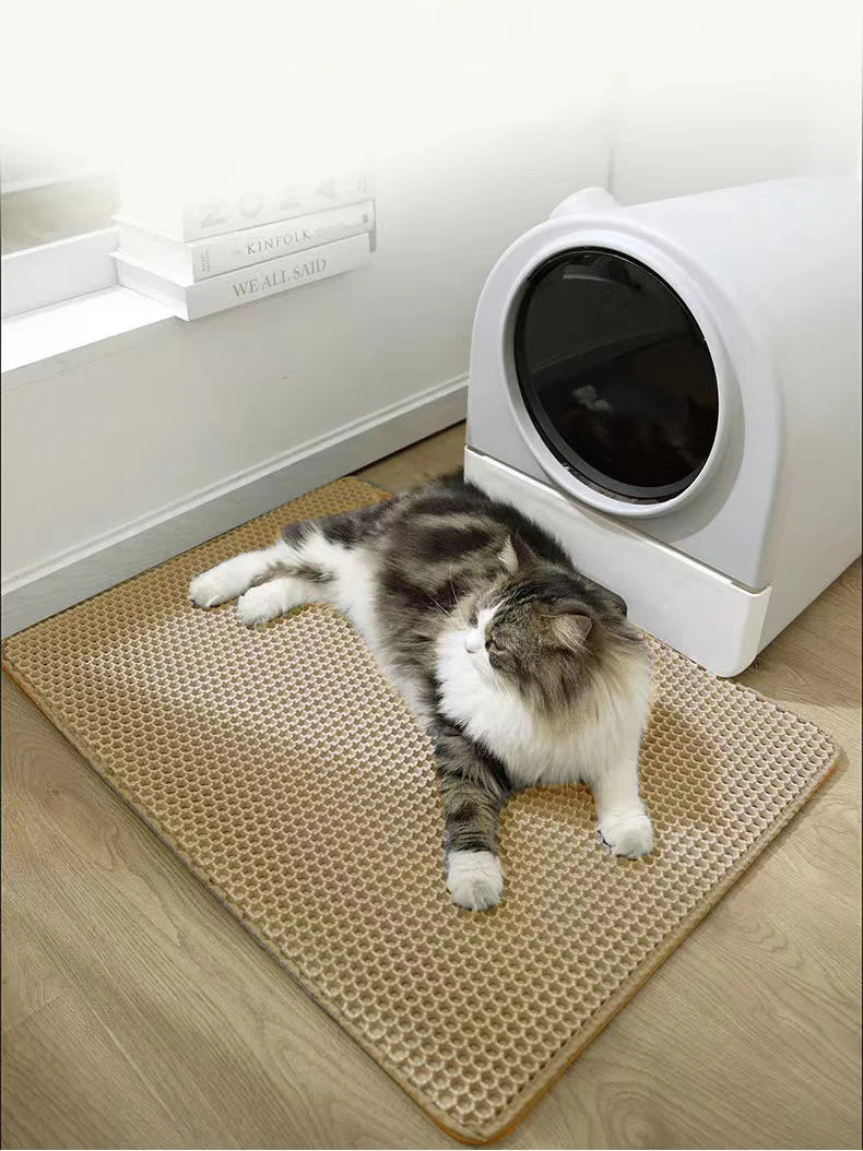Double Layer Cat Litter Mat, Waterproof & Anti-Slip Pet Litter Box Filter, Wear-Resistant Non-Slip Mat