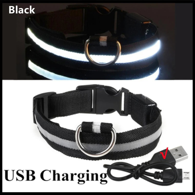 Verstellbares leuchtendes Haustierhalsband – über USB wiederaufladbares LED-Licht für Hunde und Katzen