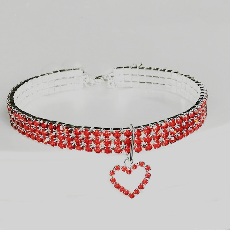 Sparkling Rhinestone Collar for Cats and Dogs with Love Design