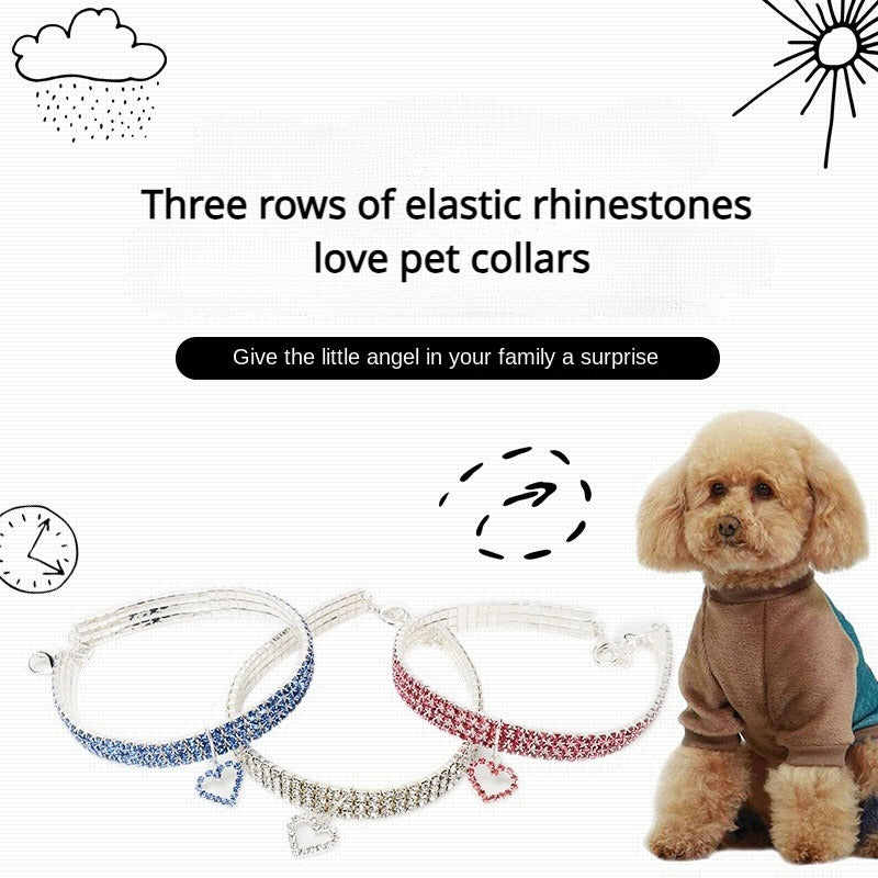 Sparkling Rhinestone Collar for Cats and Dogs with Love Design