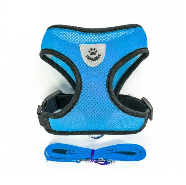 Adjustable Cat & Dog Harness with Lead Leash – Breathable Mesh Vest with Reflective Straps