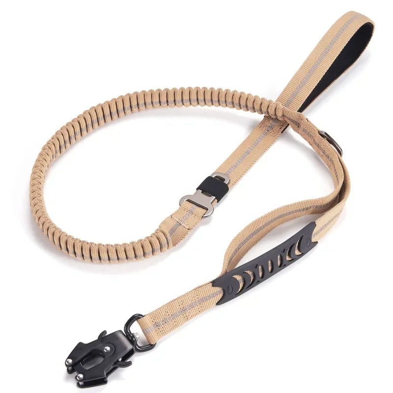 Reflective No Pull Dog Leash – Shock Absorbing Bungee with Car Safety Seatbelt