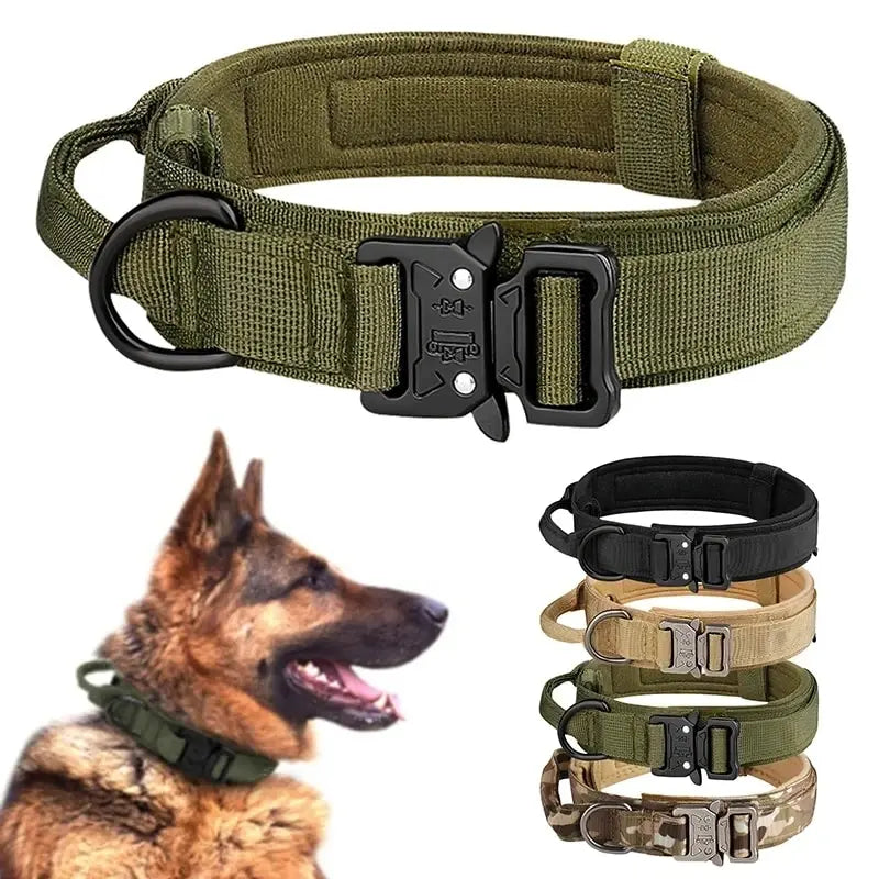 Taktisches Hundehalsband für den Außenbereich – strapazierfähiges Nylon mit Metallschnalle, atmungsaktives Design für mittelgroße und große Hunde – ideal für das Training