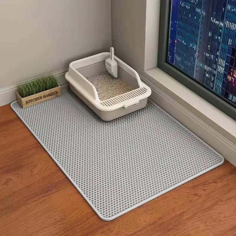 Double Layer Cat Litter Mat, Waterproof & Anti-Slip Pet Litter Box Filter, Wear-Resistant Non-Slip Mat