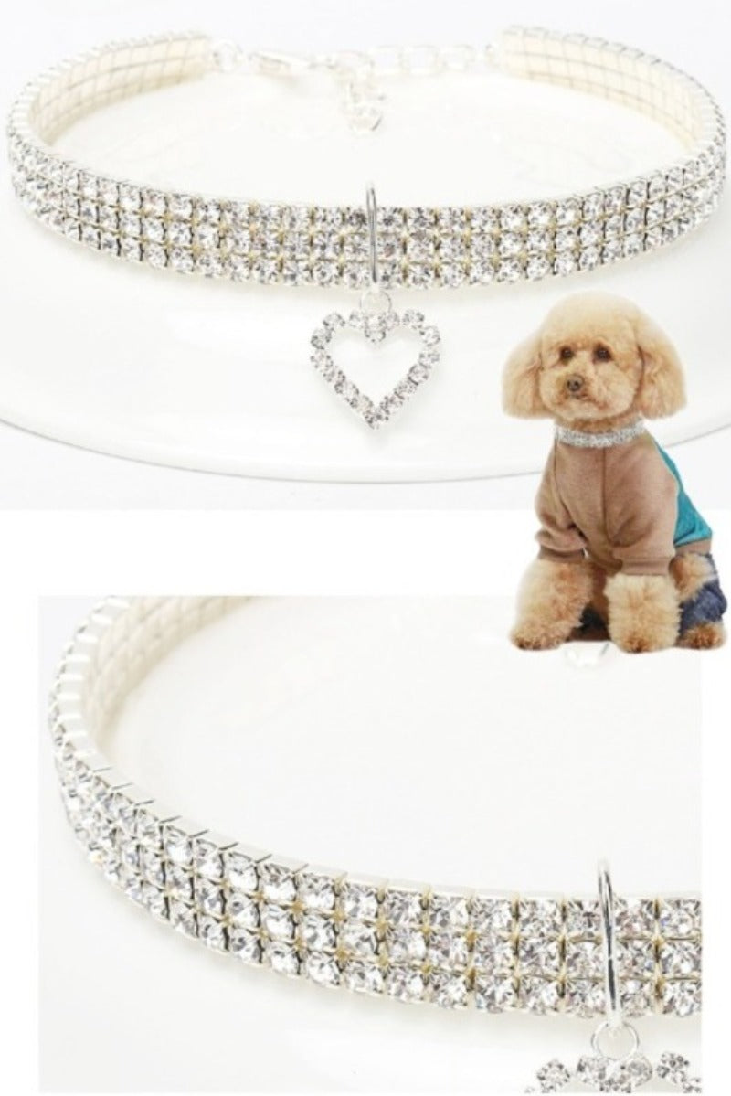 Sparkling Rhinestone Collar for Cats and Dogs with Love Design