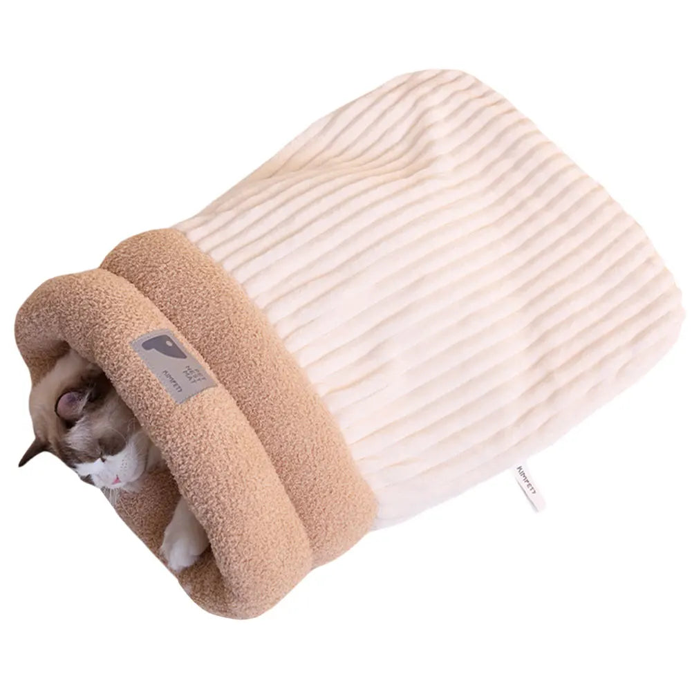 Warmer Plüsch-Katzenschlafsack – Gemütliches Tunnelnest für Katzen (5-8kg)