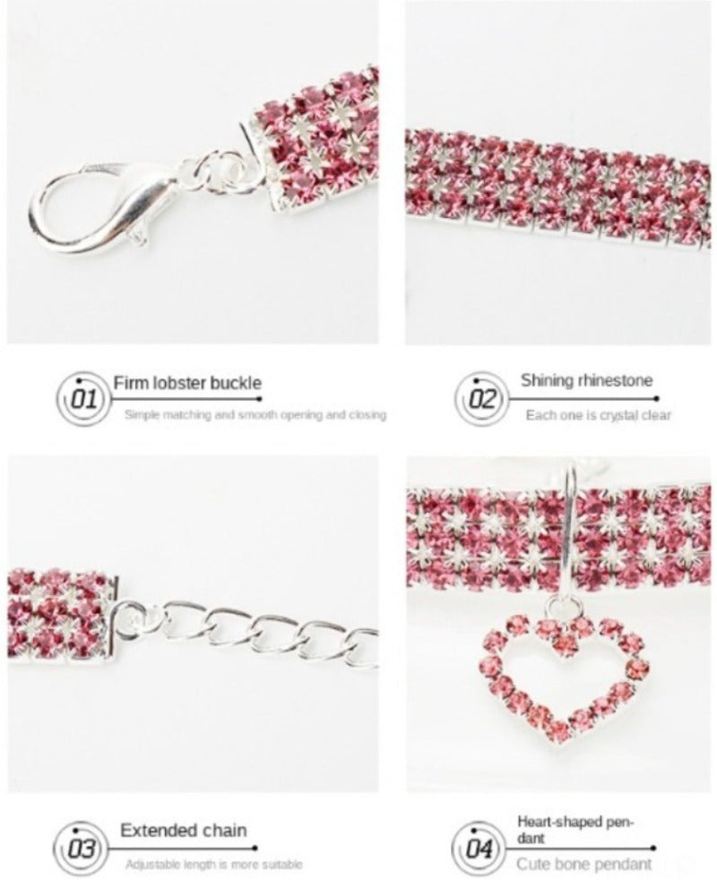 Sparkling Rhinestone Collar for Cats and Dogs with Love Design