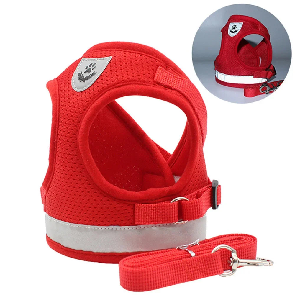 Cat & Puppy Harness Leash Combo eflective Mesh Harness