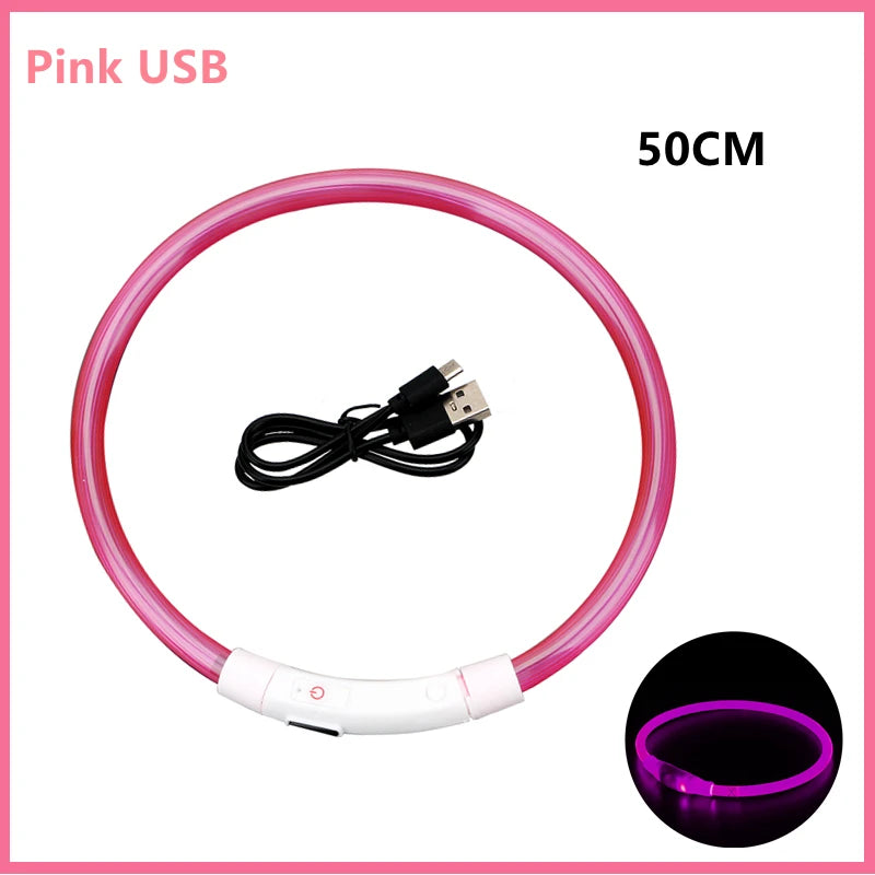 Verstellbares leuchtendes Haustierhalsband – über USB wiederaufladbares LED-Licht für Hunde und Katzen