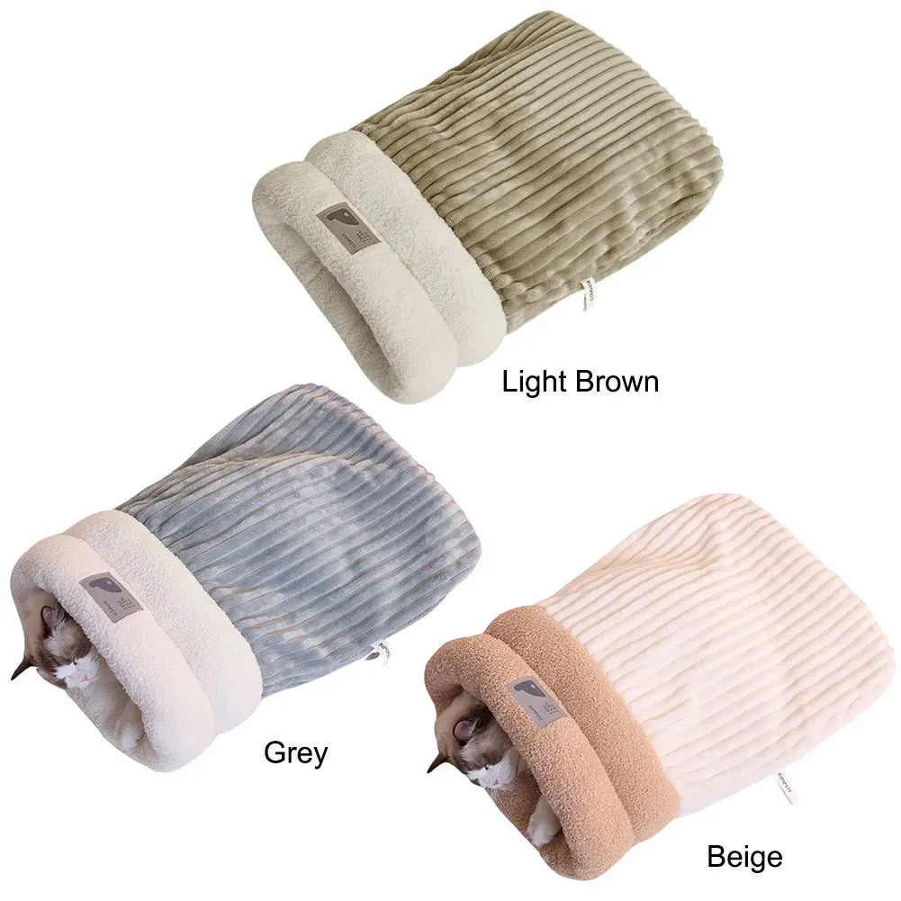Warmer Plüsch-Katzenschlafsack – Gemütliches Tunnelnest für Katzen (5-8kg)