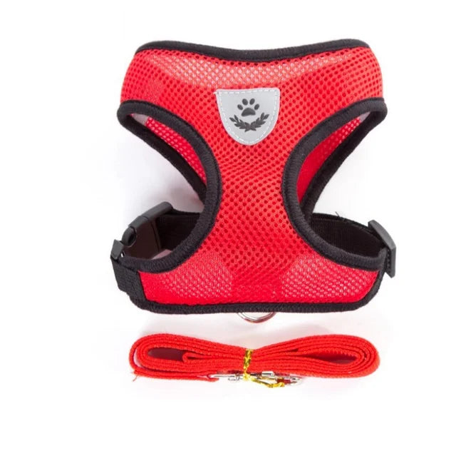 Adjustable Cat & Dog Harness with Lead Leash – Breathable Mesh Vest with Reflective Straps