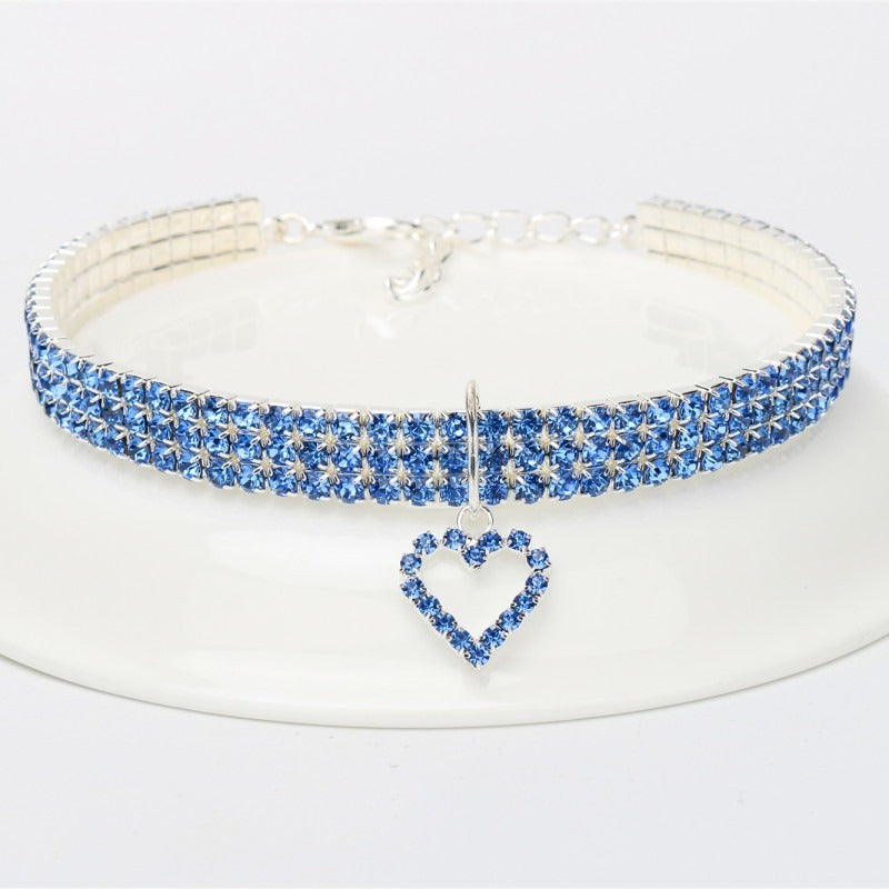 Sparkling Rhinestone Collar for Cats and Dogs with Love Design