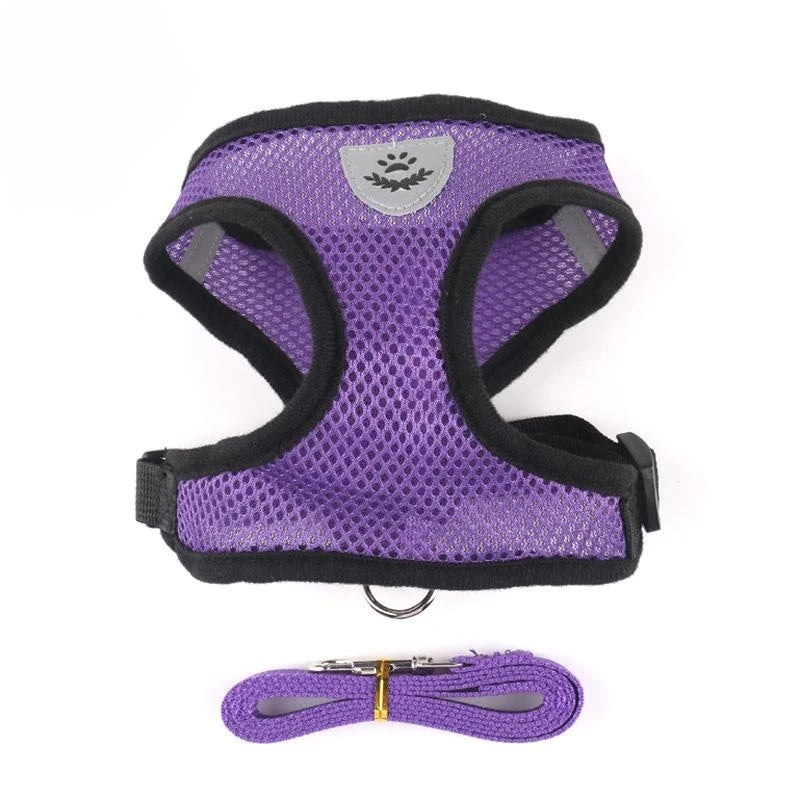 Adjustable Cat & Dog Harness with Lead Leash – Breathable Mesh Vest with Reflective Straps