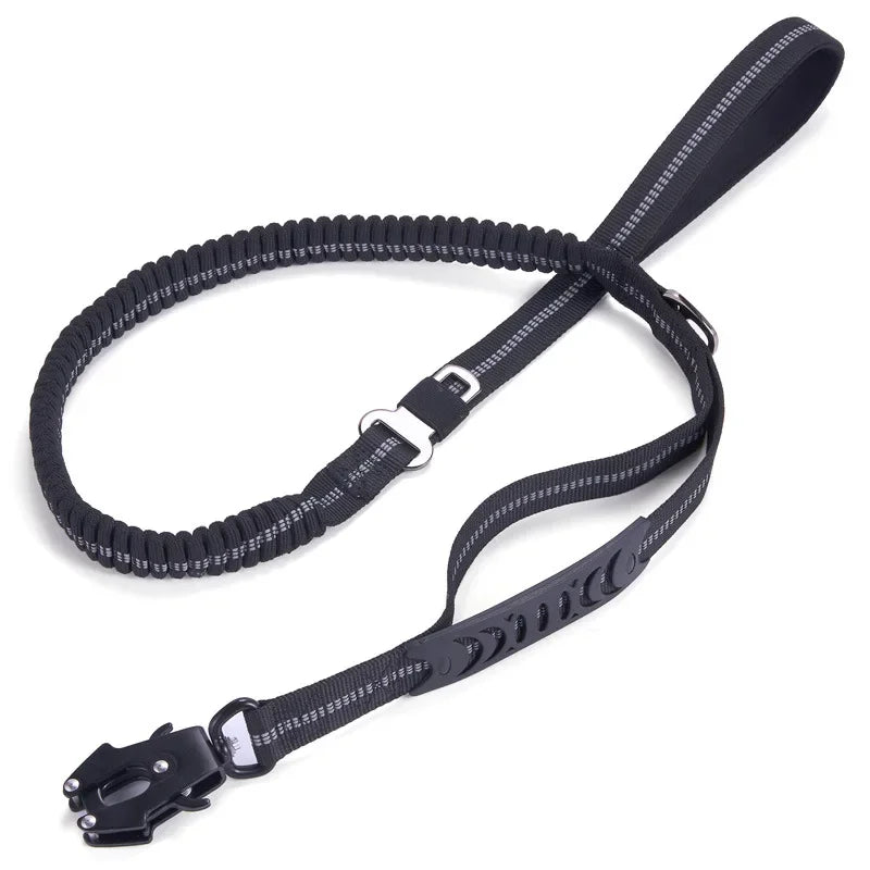 Reflective No Pull Dog Leash – Shock Absorbing Bungee with Car Safety Seatbelt