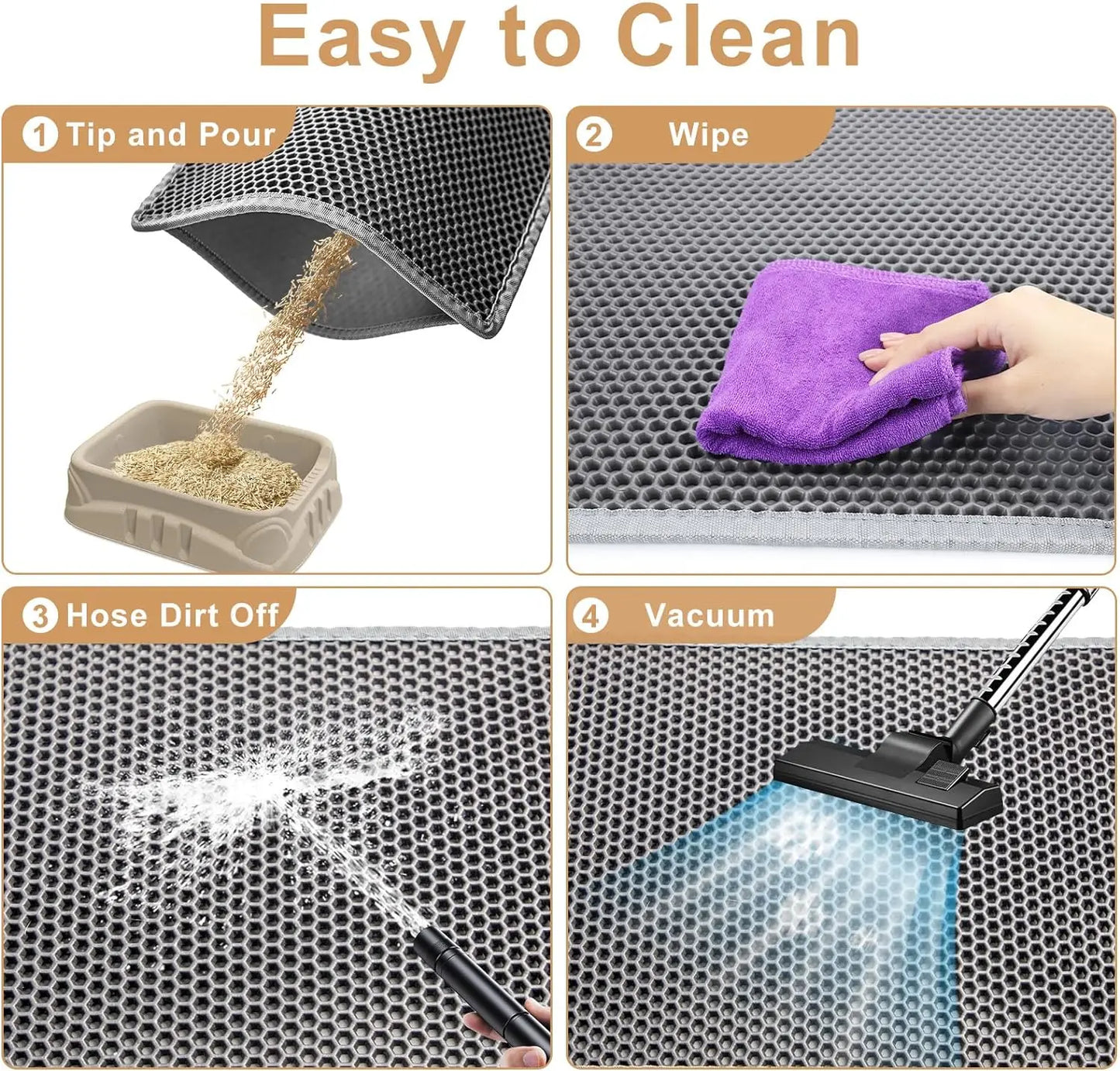 Double Layer Cat Litter Mat, Waterproof & Anti-Slip Pet Litter Box Filter, Wear-Resistant Non-Slip Mat