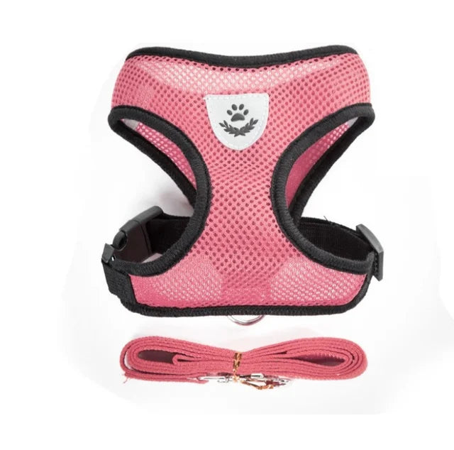 Adjustable Cat & Dog Harness with Lead Leash – Breathable Mesh Vest with Reflective Straps