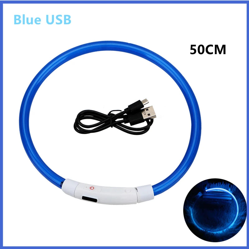 Verstellbares leuchtendes Haustierhalsband – über USB wiederaufladbares LED-Licht für Hunde und Katzen