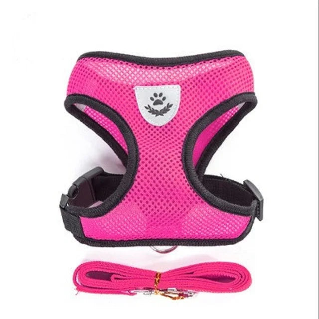 Adjustable Cat & Dog Harness with Lead Leash – Breathable Mesh Vest with Reflective Straps