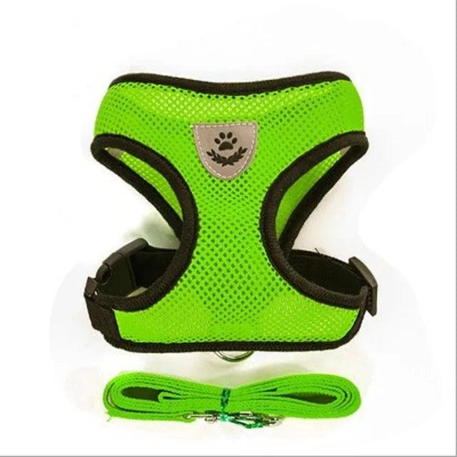 Adjustable Cat & Dog Harness with Lead Leash – Breathable Mesh Vest with Reflective Straps