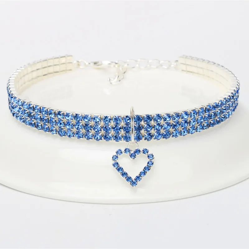 Sparkling Rhinestone Collar for Cats and Dogs with Love Design