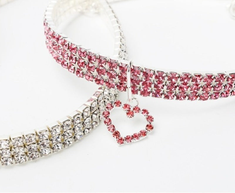 Sparkling Rhinestone Collar for Cats and Dogs with Love Design