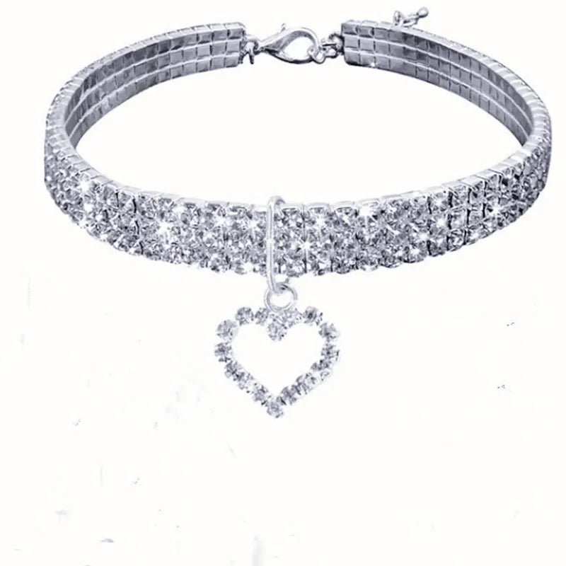 Sparkling Rhinestone Collar for Cats and Dogs with Love Design