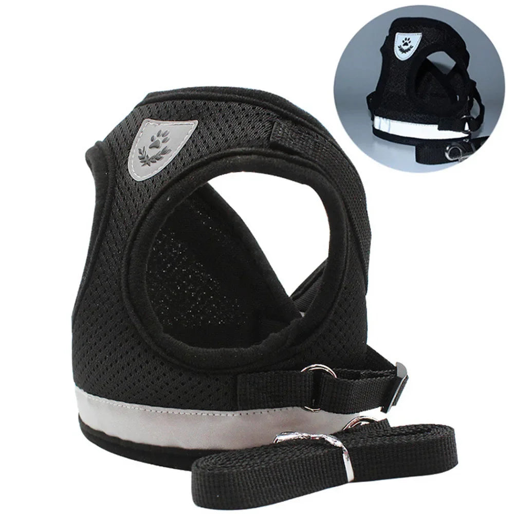 Cat & Puppy Harness Leash Combo eflective Mesh Harness