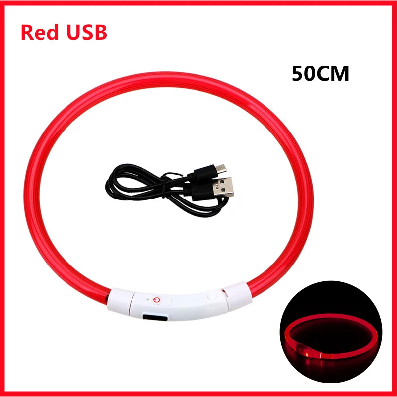Verstellbares leuchtendes Haustierhalsband – über USB wiederaufladbares LED-Licht für Hunde und Katzen