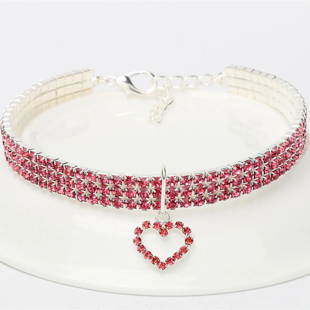 Sparkling Rhinestone Collar for Cats and Dogs with Love Design