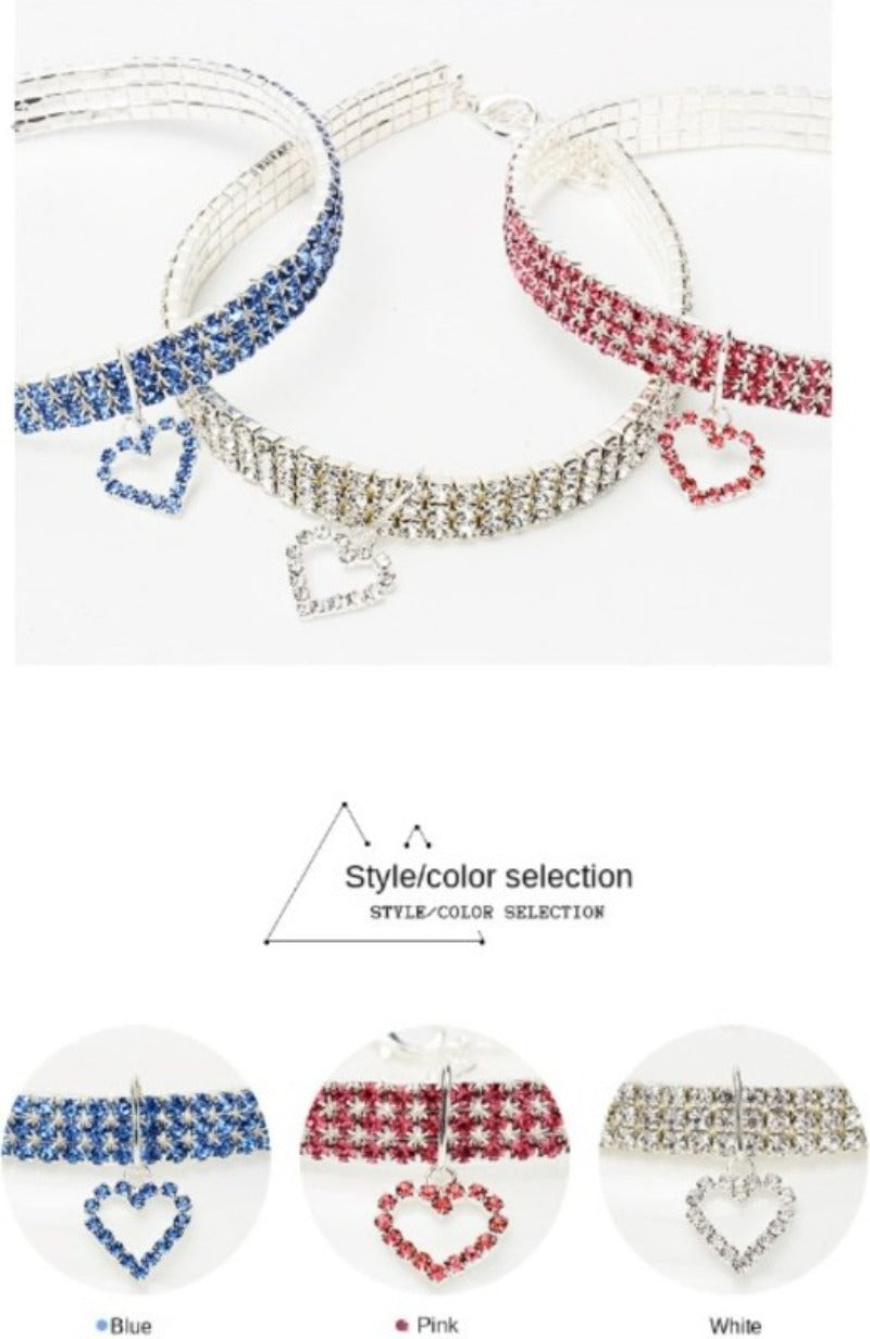 Sparkling Rhinestone Collar for Cats and Dogs with Love Design