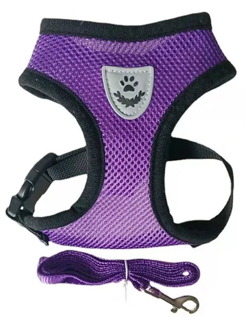 Adjustable Cat & Dog Harness with Lead Leash – Breathable Mesh Vest with Reflective Straps
