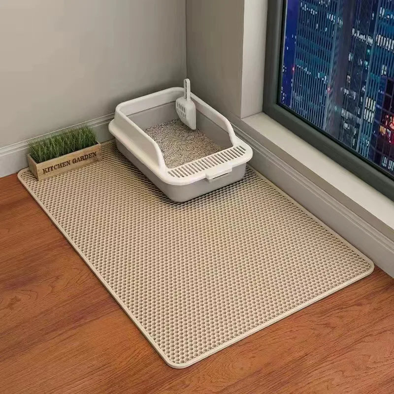 Double Layer Cat Litter Mat, Waterproof & Anti-Slip Pet Litter Box Filter, Wear-Resistant Non-Slip Mat
