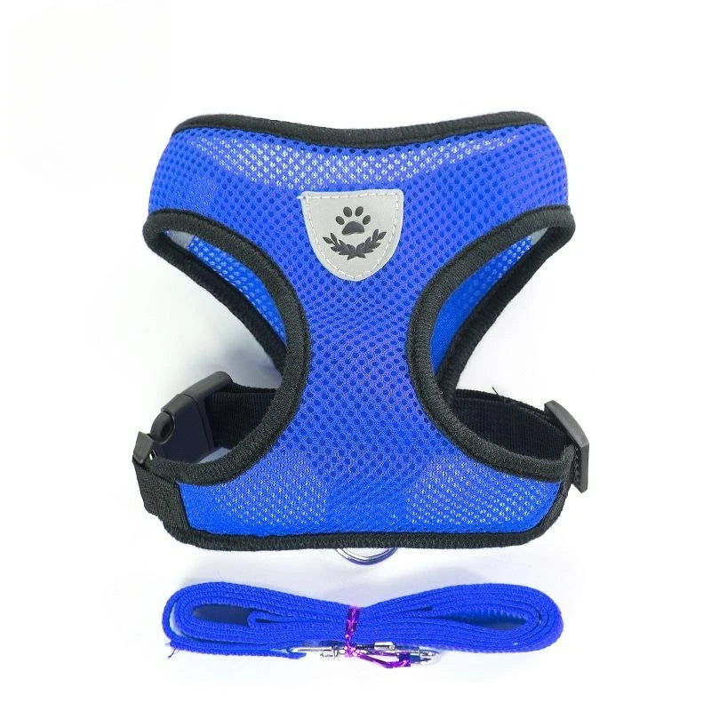 Adjustable Cat & Dog Harness with Lead Leash – Breathable Mesh Vest with Reflective Straps