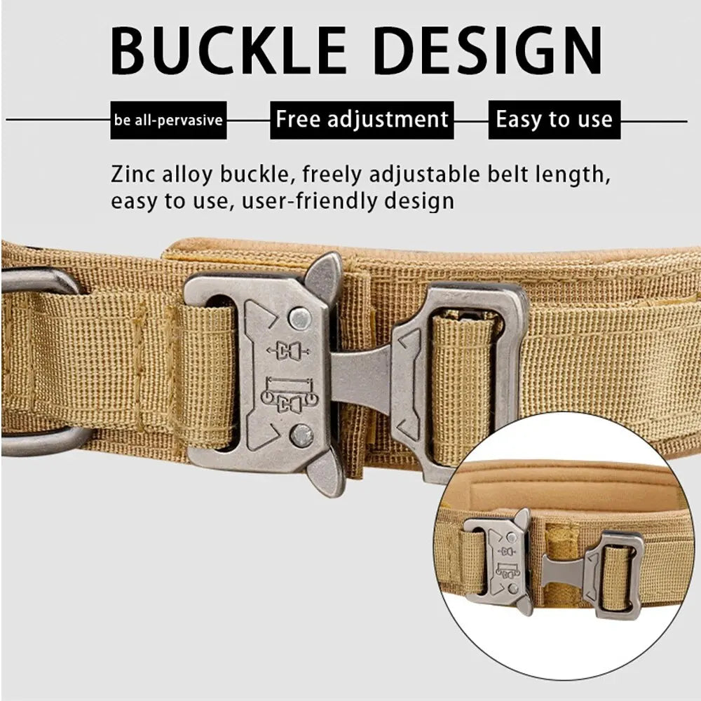 Taktisches Hundehalsband für den Außenbereich – strapazierfähiges Nylon mit Metallschnalle, atmungsaktives Design für mittelgroße und große Hunde – ideal für das Training