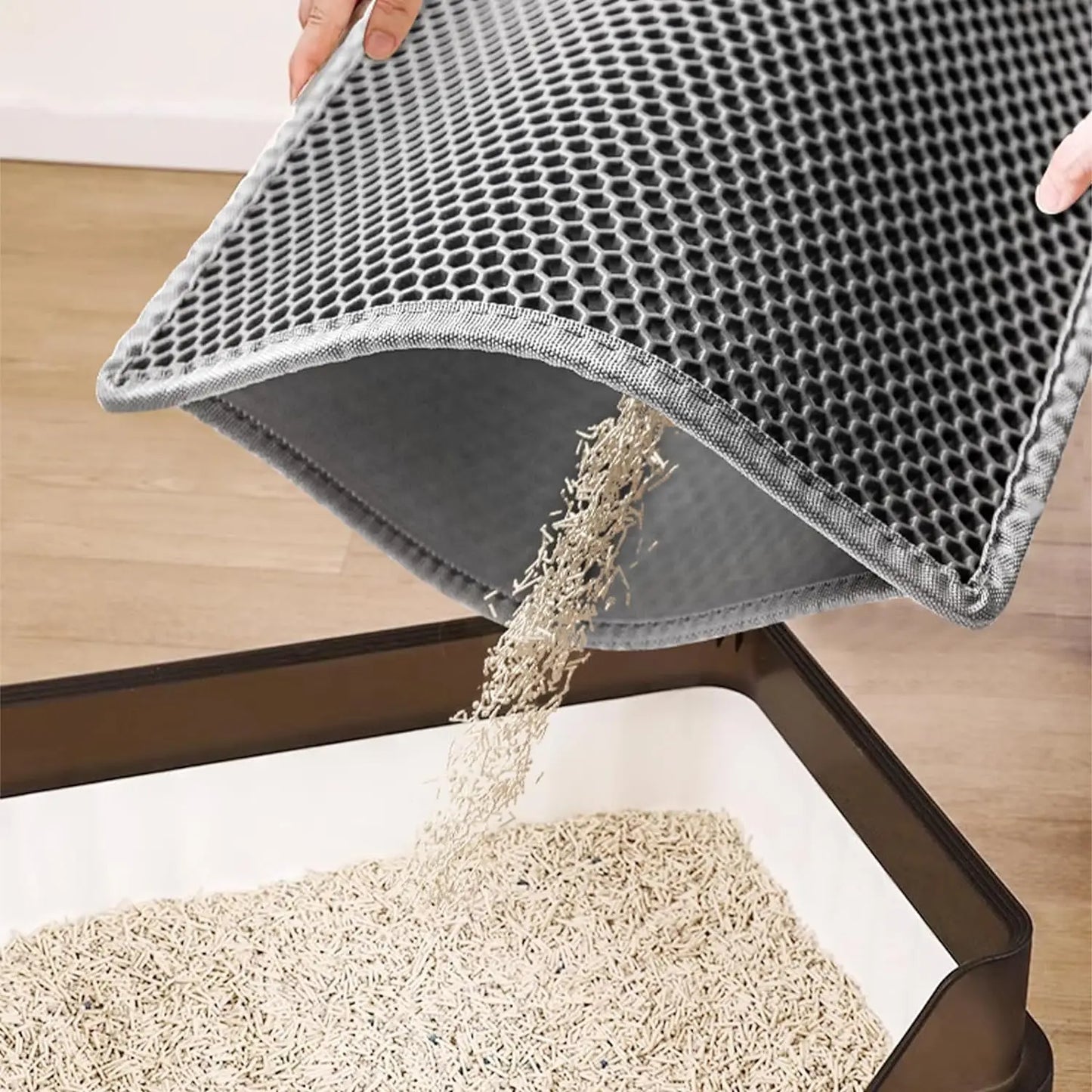 Double Layer Cat Litter Mat, Waterproof & Anti-Slip Pet Litter Box Filter, Wear-Resistant Non-Slip Mat
