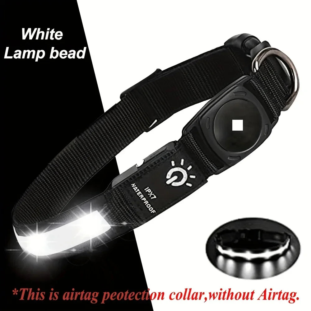 GPS Dog Collar with Apple AirTag - LED & USB Rechargeable