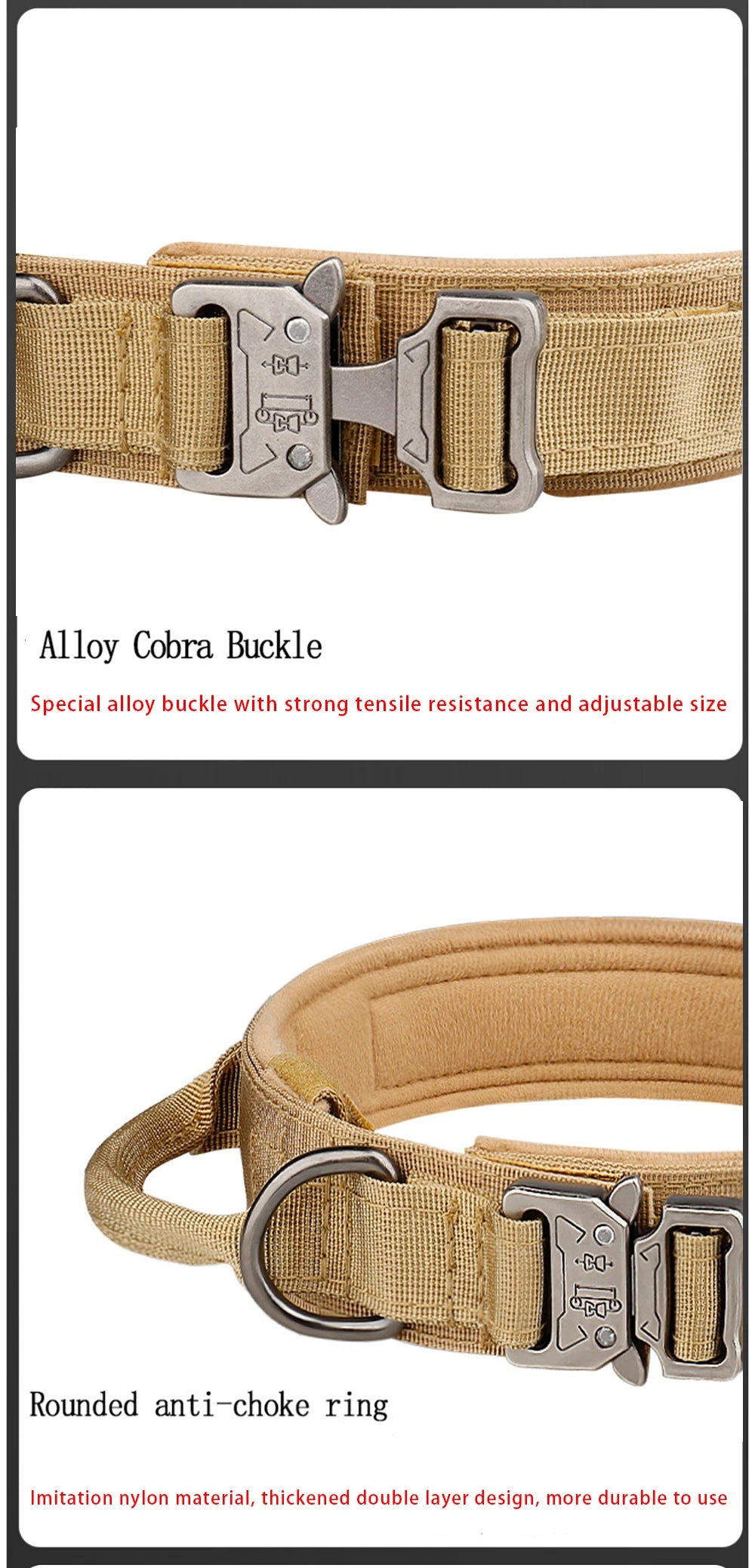 Taktisches Hundehalsband für den Außenbereich – strapazierfähiges Nylon mit Metallschnalle, atmungsaktives Design für mittelgroße und große Hunde – ideal für das Training