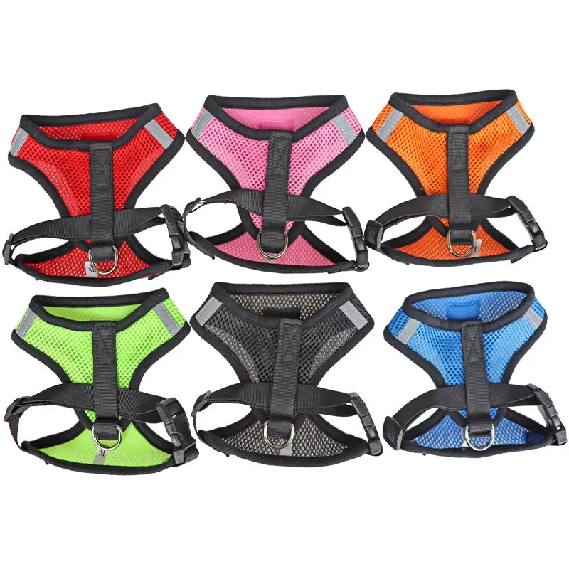Adjustable Cat & Dog Harness with Lead Leash – Breathable Mesh Vest with Reflective Straps
