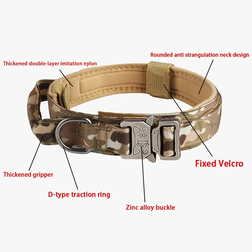 Taktisches Hundehalsband für den Außenbereich – strapazierfähiges Nylon mit Metallschnalle, atmungsaktives Design für mittelgroße und große Hunde – ideal für das Training