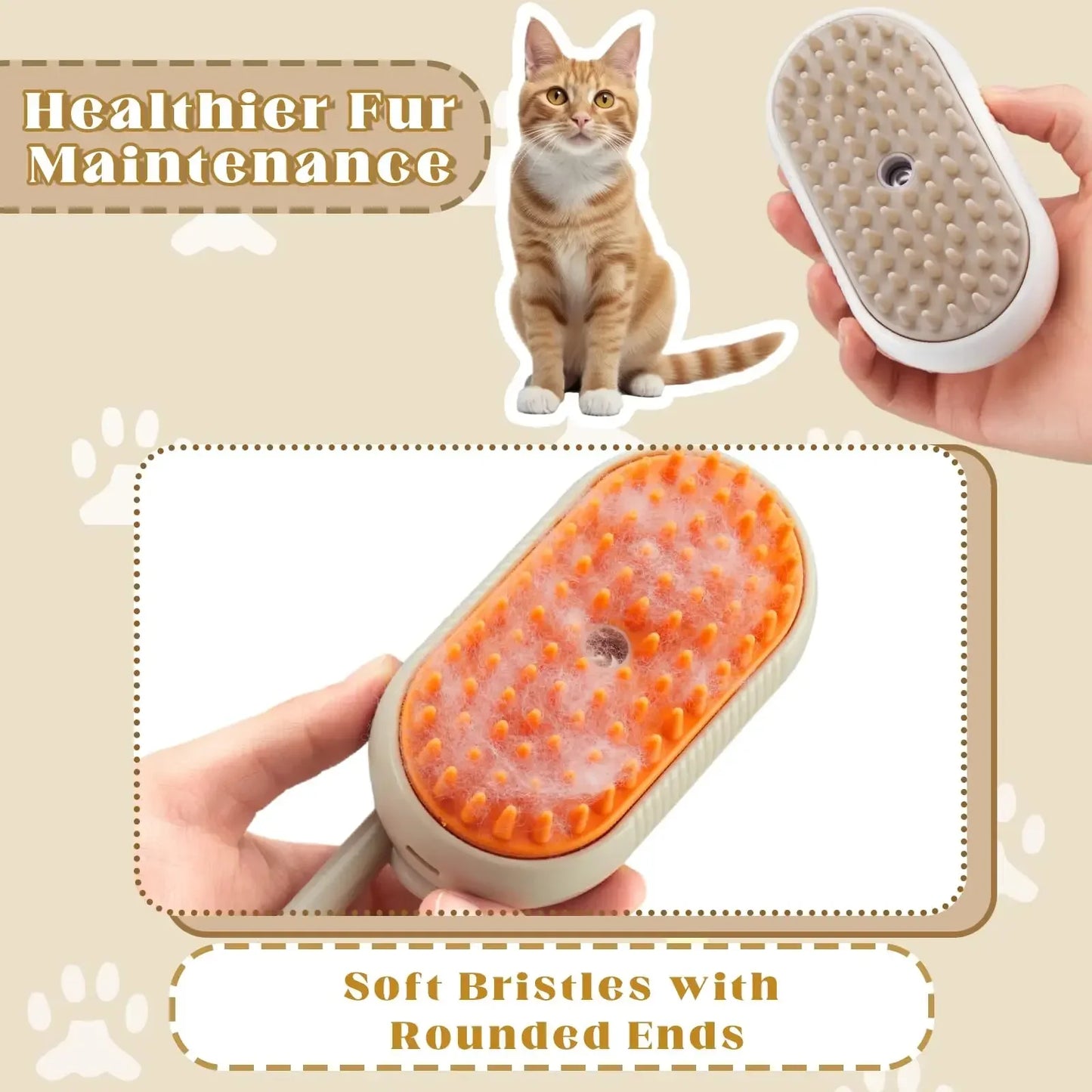 3-in-1-Sprühmassagebürste für Katzen und Hunde – Dampfspray, Haarentfernung und Badekamm