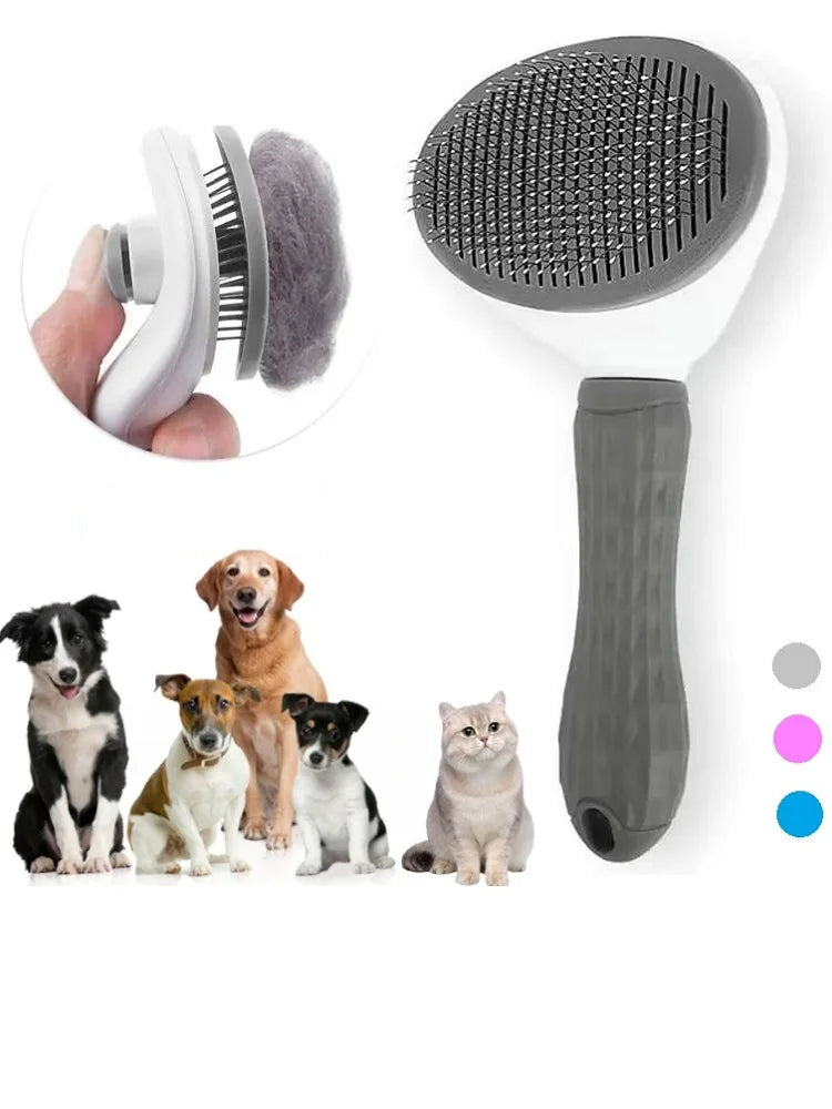 Self-Cleaning Pet Hair Removal Comb – Slicker Brush for Cats and Dogs
