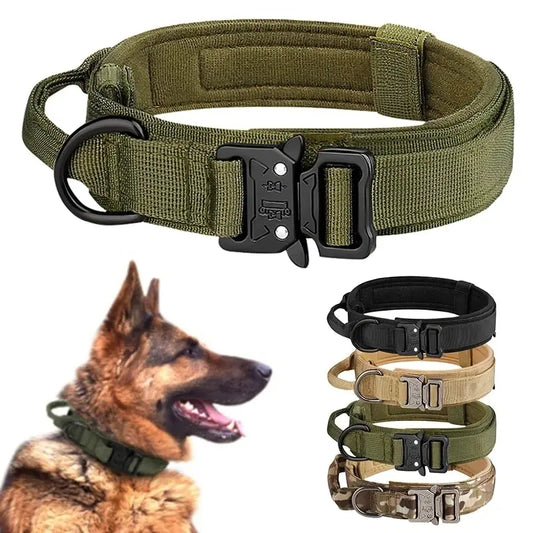Outdoor Tactical Dog Collar - Durable Nylon with Metal Buckle, Breathable Design for Medium & Large Dogs - Ideal for Training