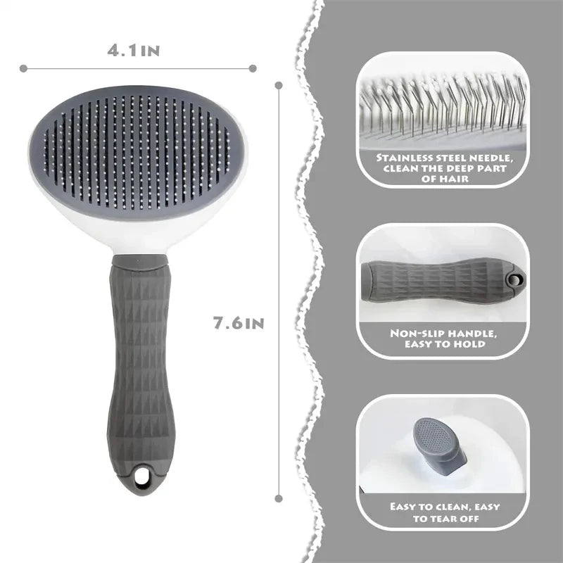Self-Cleaning Pet Hair Removal Comb – Slicker Brush for Cats and Dogs