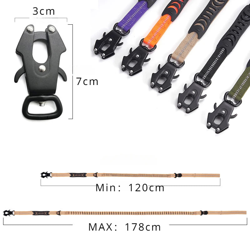 Reflective No Pull Dog Leash – Shock Absorbing Bungee with Car Safety Seatbelt