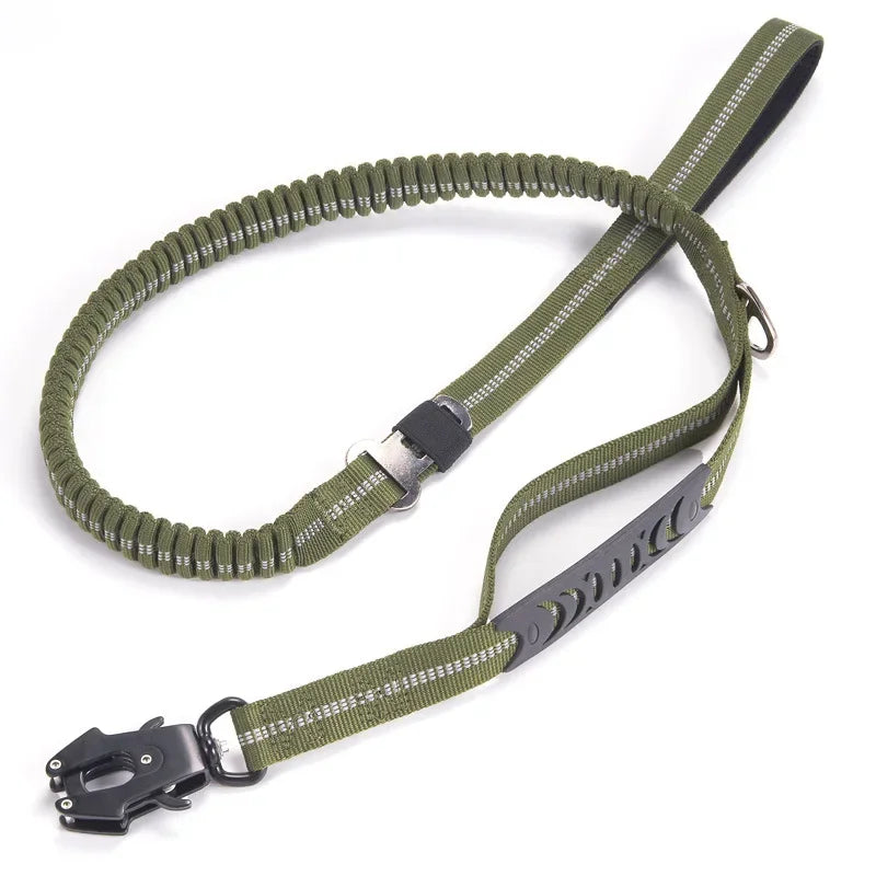 Reflective No Pull Dog Leash – Shock Absorbing Bungee with Car Safety Seatbelt