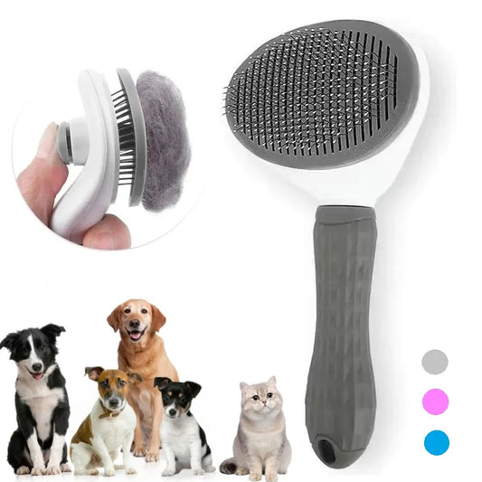 Self-Cleaning Pet Hair Removal Comb – Slicker Brush for Cats and Dogs