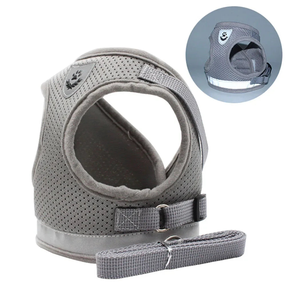 Cat & Puppy Harness Leash Combo eflective Mesh Harness