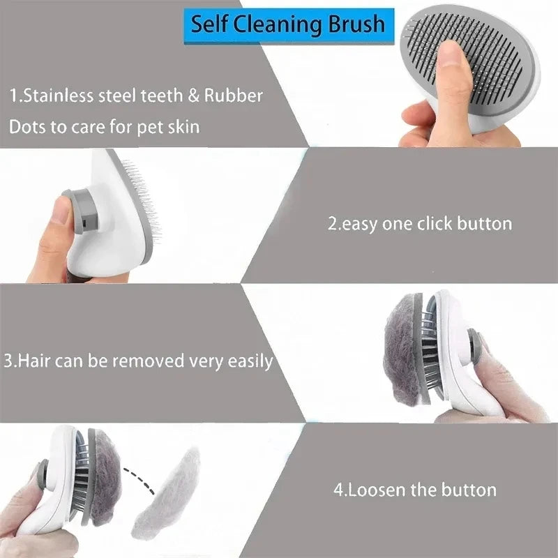 Self-Cleaning Pet Hair Removal Comb – Slicker Brush for Cats and Dogs