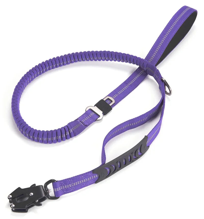 Reflective No Pull Dog Leash – Shock Absorbing Bungee with Car Safety Seatbelt